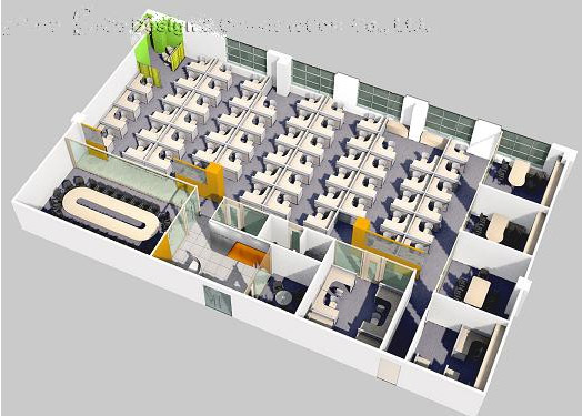 新办公室整体俯视效果图